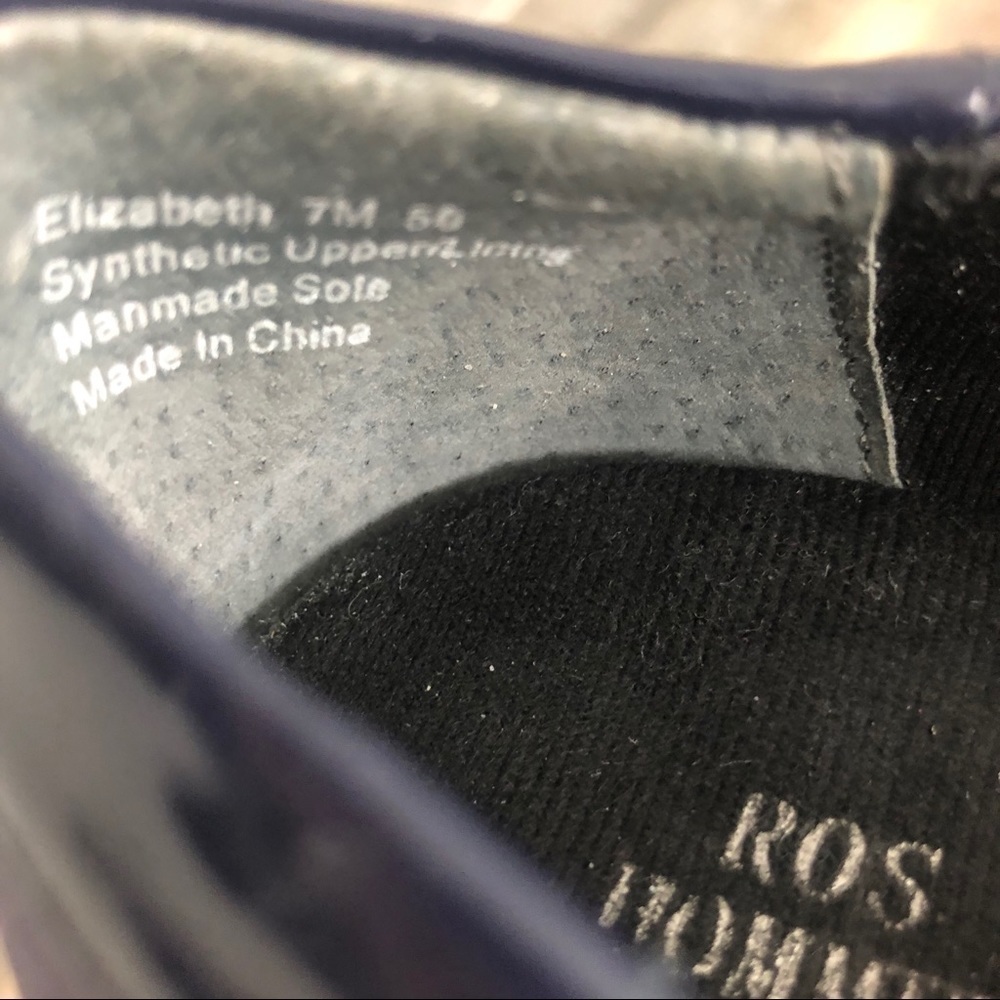 Ros Hommerson Elizabeth Blue Patent Toes Stretch Fabric Wedge Slide Shoe Size 7 - Picture 11 of 12